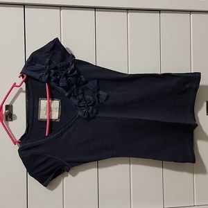 Navy blue v neck t shirt with bows